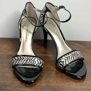 Dana Buchman Women's Majorca Zebrasin Ankle Strap Gladiator Heels Black Size 7
